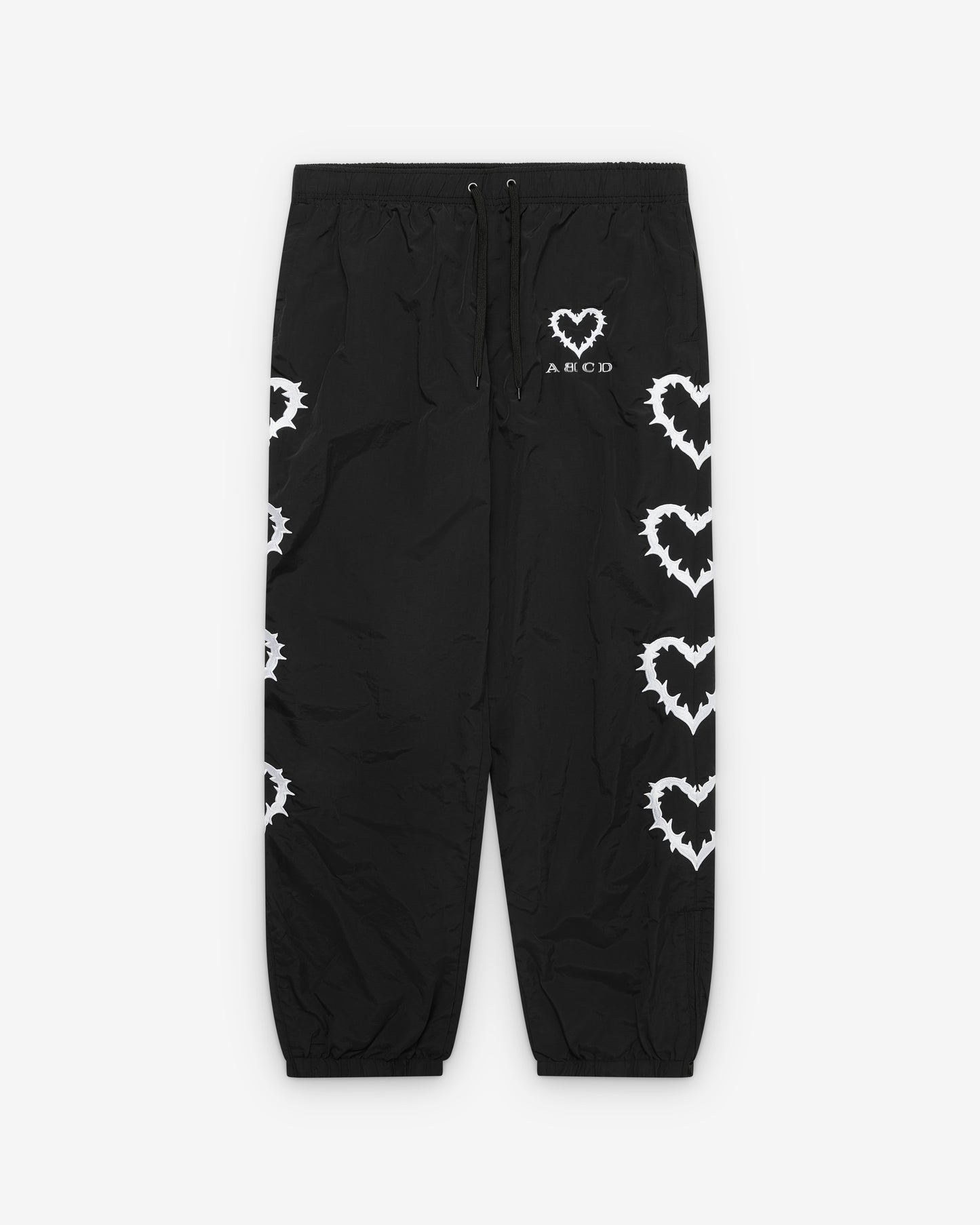 Black / White embroidered track pants
