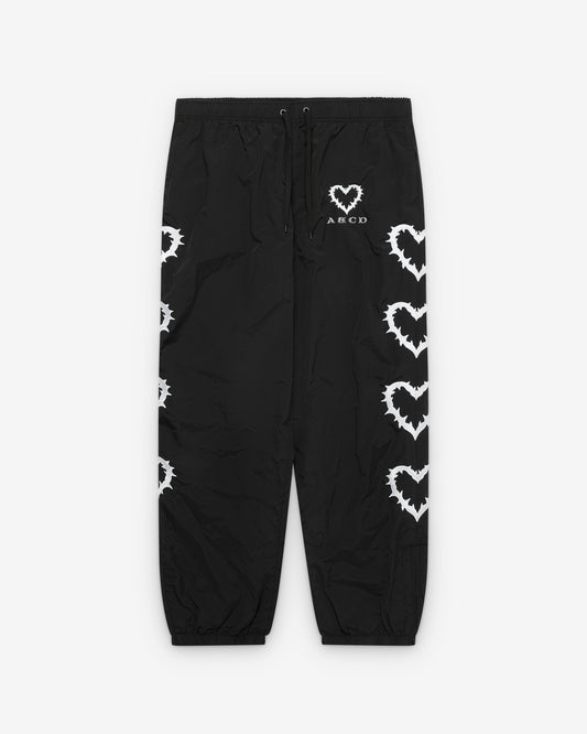 Black / White embroidered track pants